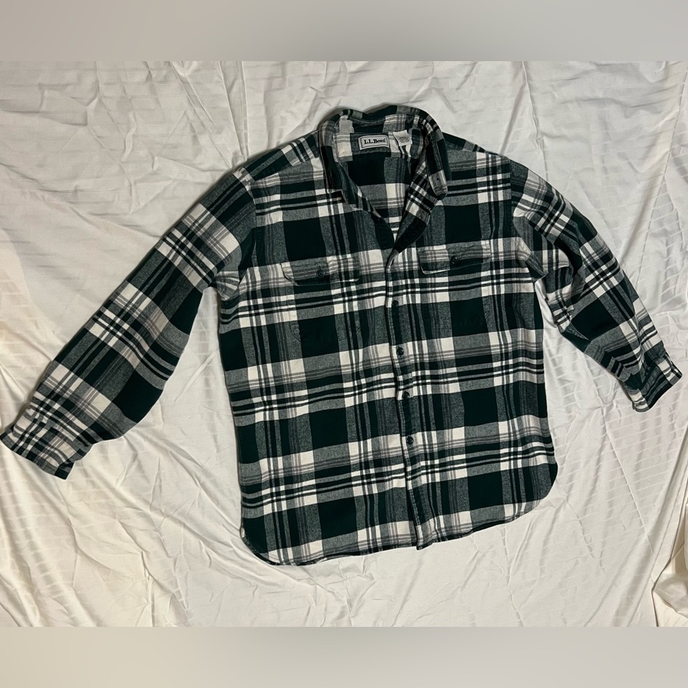 L.L. Bean Black and White Plaid Men's Shirt